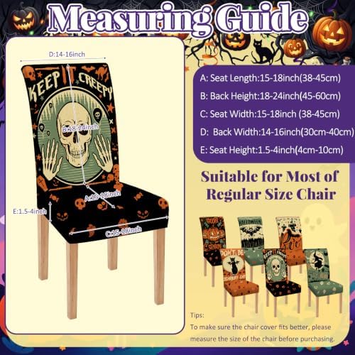 Moukeren 6 Pcs Halloween Chair Covers Scary Dining Chair Slipcovers