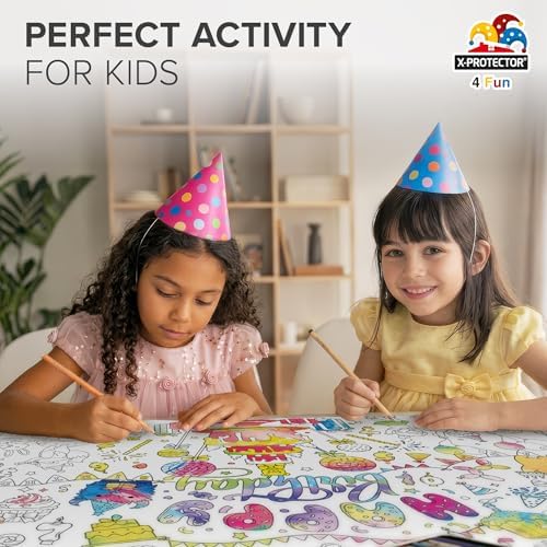 X-Protector Happy Birthday Coloring Poster - 75"x30" Large Coloring Sheets