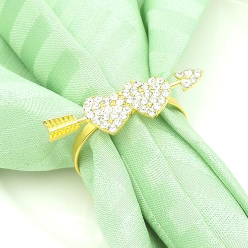 Valentine's Day Napkin Rings Set of 6, Metal Gold Love Heart Napkin Holders Valentine's Day Table Decorations Mother's Day Wedding Decorations Party Supplies