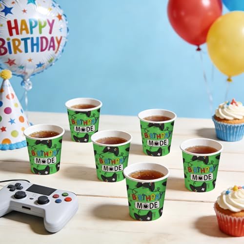 RUSPEPA Gamer Birthday 3oz Paper Cups, 100 Pack Small Disposable Party Cups, Video Game Controller Birthday Mode, Mini Cups for Home, Bathroom, Mouthwash Rinse, Kids Boys Gaming Party