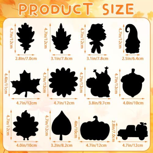 JULMELON 36Pcs Fall Thanksgiving Scratch Art for Kids, Magic Rainbow Paper