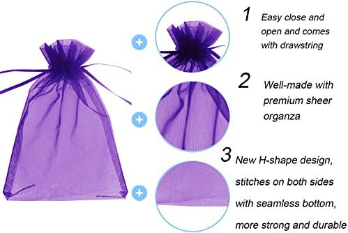 Wudygirl 100 PCS 5"x7" Organza Bags Purple Gift Bags with Drawstring