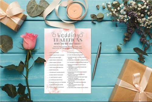 Bridal Shower Games, Wedding Games, Wedding Traditions Engagement Bachelorette Party Game, Bridal Shower Decorations, 30 Cards Per Set (Suit029)
