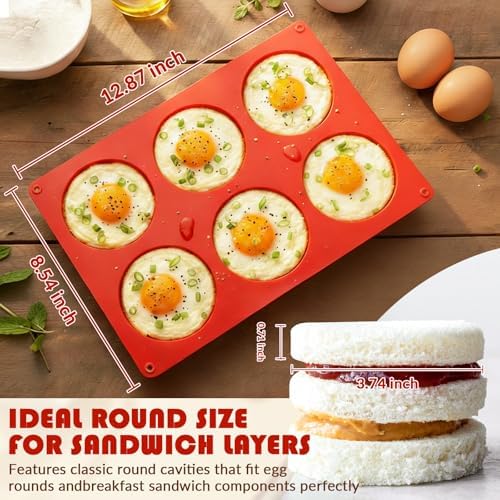 HKNMTT 2Pcs Muffin Top Pans 12-Cavitiy Round Silicone Egg Molds for Baking