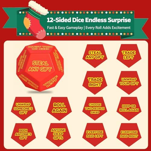 Santa Swap Gift Exchange Dice Christmas Stuffers White Elephant Dice Games