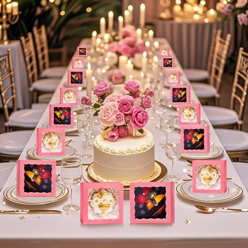 100 Pack 4x4x2 Inches Pink Bakery Boxes with Clear Window Perfect for Packaging Macaron Ores Chocolate Truffle Strawberry Cookie Donut Pie Treat Boxes for Wedding Valentine's Birthday