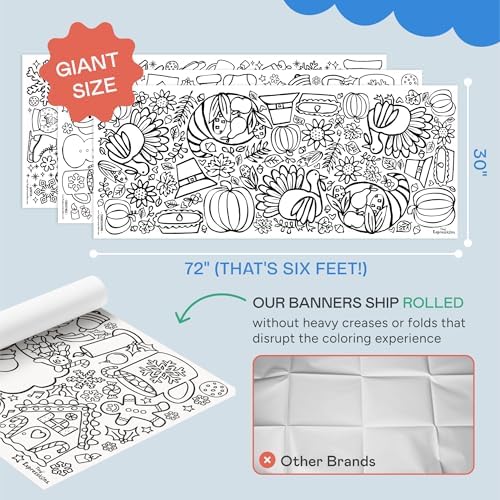 Tiny Expressions 3-Pack Large Holiday Coloring Tablecloth for Kids