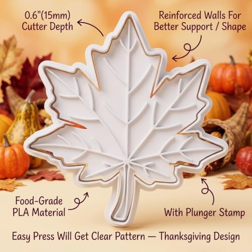 Thanksgiving Cookie Cutter Set of 4 Pumpkin Oak Leaf Turkey Baking 3.5" Cutter Molds Gifts Decorative Kitchen Cake Supplies