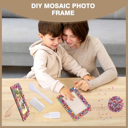 8 Packs DIY Mosaic Frame Craft Kit for 4*6 Photo,Wooden Picture Frames Kit