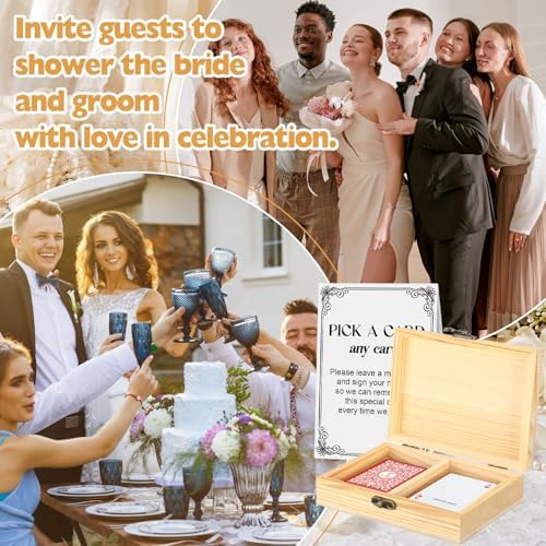 AceOrbit 57 Pack Red Wedding Guest Book Playing Cards Set with Wooden Box