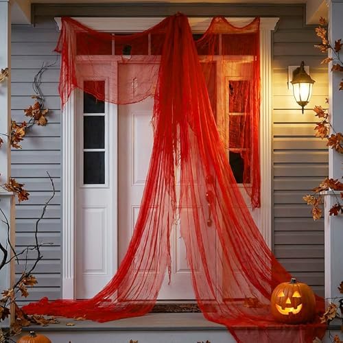 200" x 85" Halloween Red Creepy Cloth, Bloody Scary Creepy Gauze Cloth