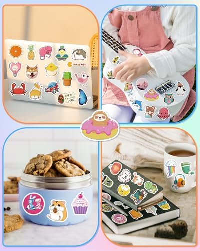 100 Pcs/Pack Water Bottle Stickers for Kids, Cute Vinyl Waterproof Stickers