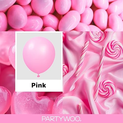 PartyWoo Pink Balloons 140pcs Matte Pink Balloons Different Sizes