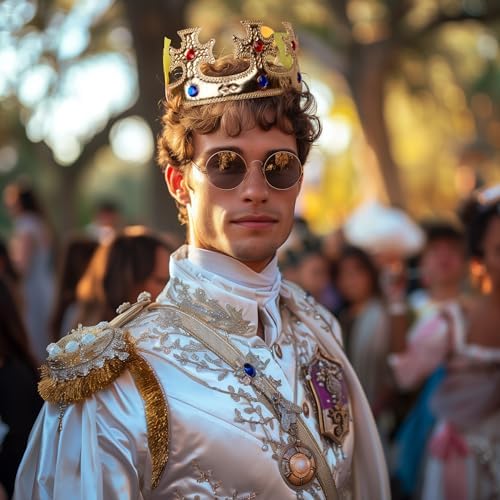 VZQI Soft Gold King Crown for Adults, Adjustable Costume Hat for Halloween