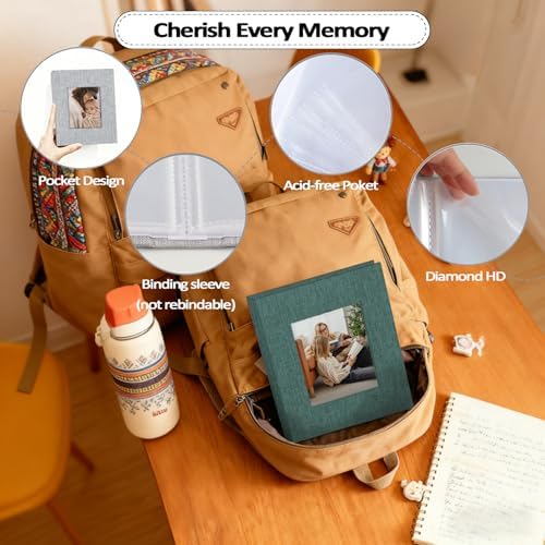 Popotop 2 Pack Photo Album 5x7 Pictures, Small Linen Slip-in Photo Albums Book for 80 Photos with 40 Pockets, Birthday Gifts for Women Mom Family Baby
