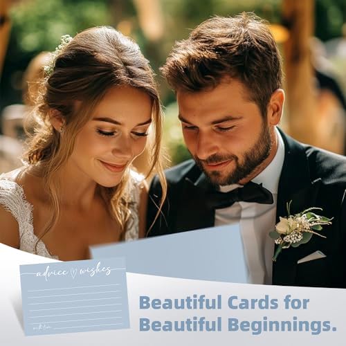 Advice and Wishes Cards for Wedding, Baby Shower, Bridal Shower & Graduation - 60 Fill in the Blank Message Cards - Marriage Advice & Retirement Guest Book Alternative