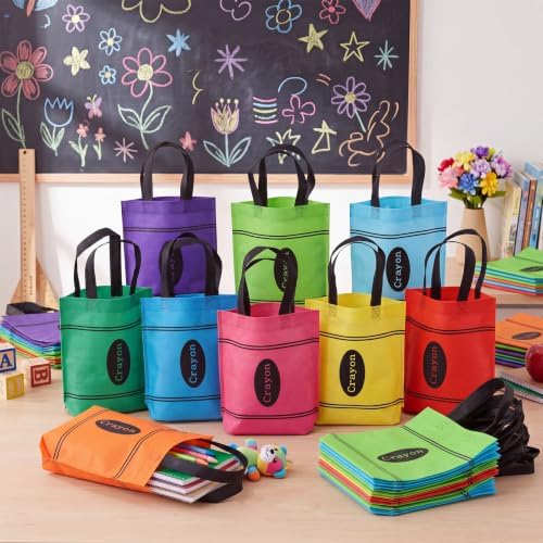 Hosuly 36 Pcs Back to School Gift Bags Crayon Tote Bags Bulk