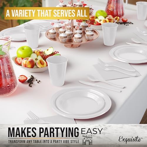 Exquisite 182 Pcs White Plates and Napkins Party Supplies Plate Sets