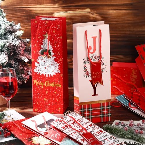 Cholemy 30 Christmas Wine Bottle Gift Bags Christmas Wine Bags, Classic