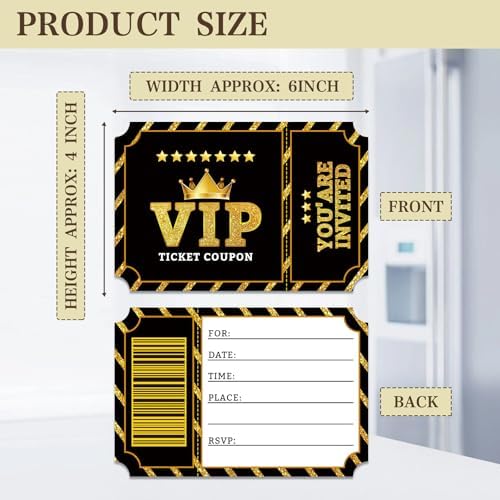 Birthday Party Invitations, VIP Neon Birthday Party Invitations for Boys & Girls, 20 Invitation Cards with Envelopes, Birthday Party Decorations (Black)