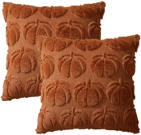 MIULEE Fall Pillow Covers Pumpkin Fall Decor 22x22 Dark Rust