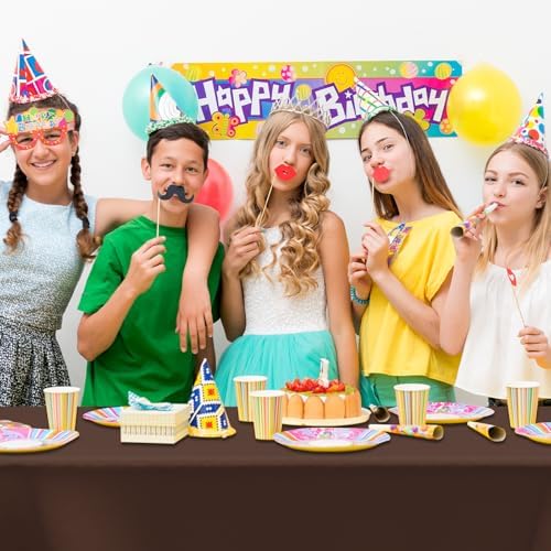 4 Pack Plastic Tablecloth 54" x 108"Disposable Brown Tablecloth Rectangle Plastic Table Cover for 6 to 8 Foot Tables Indoor or Outdoor Parties Birthdays Weddings Christmas