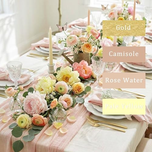 8 Rolls Crepe Paper Streamers, Pink and Gold Streamers Party Decorations for Wedding Girl Birthday Bachelorette Bridal Shower and Locally Grown Baby Shower