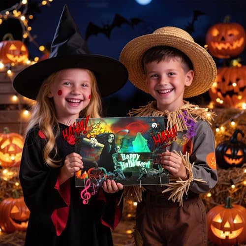 Yinqing Halloween Cards, 3D Popup Happy Halloween Card with Light Music