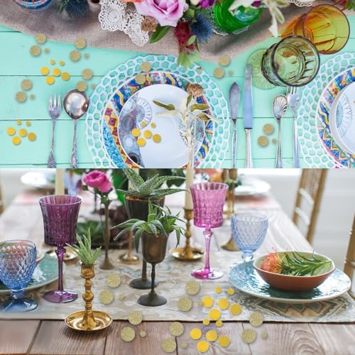 200 PCS Gold Confetti Glitter for Tables, Round Gold Table Confetti, Glitter Golden Dots Decorations for Birthday Party Anniversary Supplies Bridal Baby Shower Party Wedding Decor