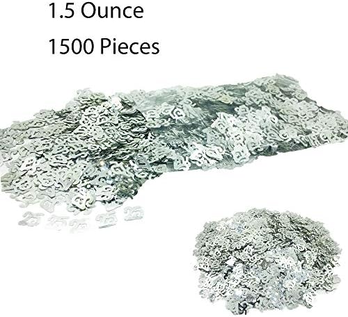 25th Birthday Confetti Number 25 Confetti 25th Anniversary Party Confetti for Party Table Decoration Supplies or DIY (Silver 1.5 Oz 1500 Pieces)