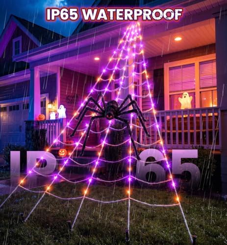 Upgrade Halloween Spider Web Decorations Outdoor + 59" Giant Spider Décor