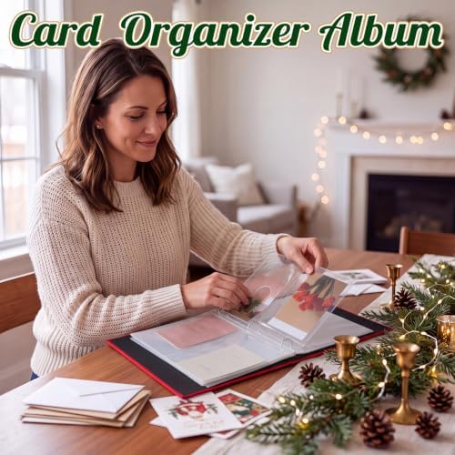 Spiareal Christmas Velvet Card Organizer with 100 Page, Suit 7x5 In Card