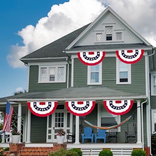 6 PCS American Pleated Fan Flag, 2 × 4 FT 4th of July Decorations, Patriotic Flag Bunting, Fourth of July Banner Bunting for Independence Day Memorial Day 250th Anniversary Decor Decorations