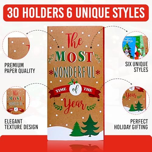 Iconikal 30-Pack Christmas Gift Card Money Holders