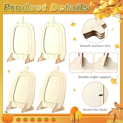 Geelin 12 Pack Wooden Pumpkin Photo Frames Novelty, Fall Thanksgiving DIY