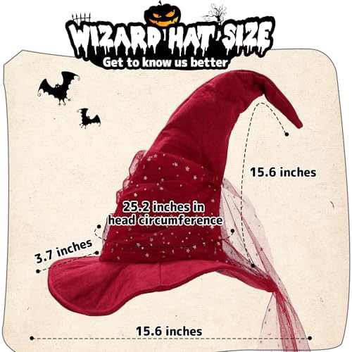 Ibeauti Wizard Hat for Adult Halloween Costume Witch Hat Cosplay Accessory