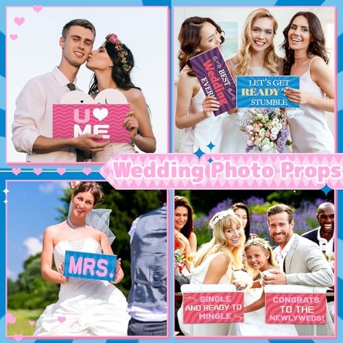 Beeveer 24 Designs Wedding Photo Booth Props, Double Sided PVC Selfie Sign