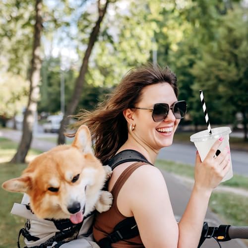 Whaline 50Pcs Paw Print Disposable Plastic Cups with Lids and Straws 12oz Dog Party Cups Black Cold Beverage Drinking Cups for Puppy Birthday Baby Shower Party Supplies