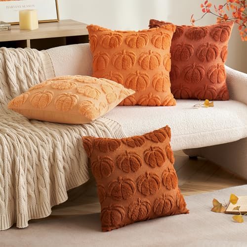 MIULEE Fall Pillow Covers Pumpkin Fall Decor 22x22 Dark Rust