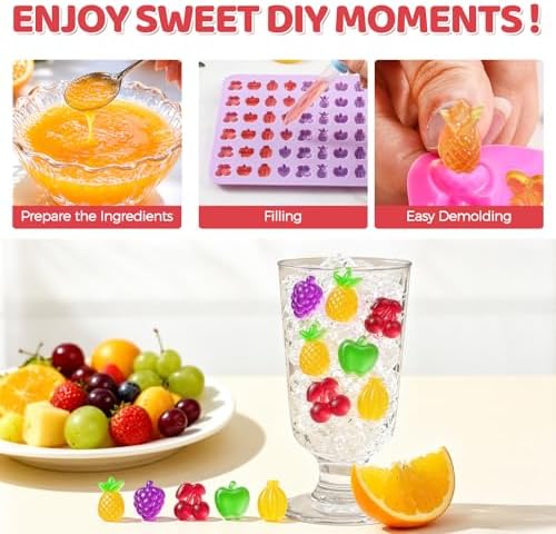 Fruit Snack Molds, 4pcs Gummy Molds Silicone Chocolate Candy Molds