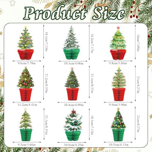 Christmas Tree Honeycomb Centerpieces 9Pcs
