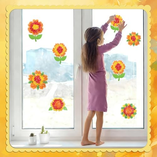 Fennoral 12 Pack Sunflower Craft Kit for Kids Make You Own Sunflower Poke in Art and Crafts DIY for Boys Girls Summer Classroom Art Activities Birthday Gifts Party Decoration