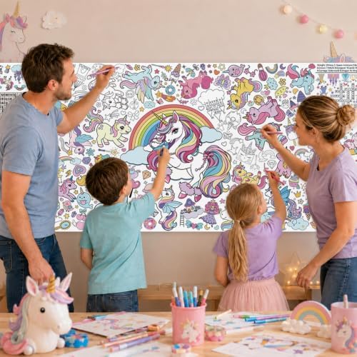 Unicorn Coloring Poster & Table Cover - 71" x 31.5"