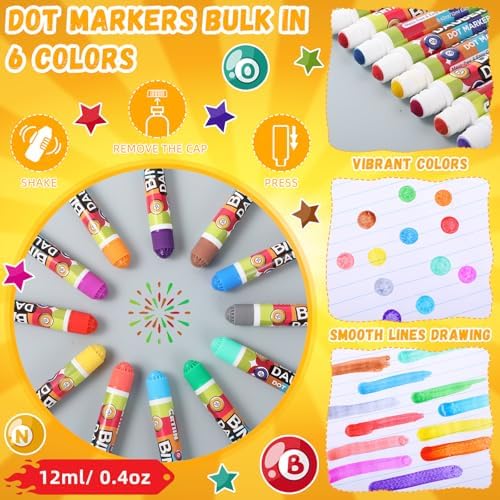 Crtiin 228 Pack Game Cards and Dot Daubers Set Includes 180 Bingo Cards and 48 Dot Markers Supplies Calling Card Set for Kids Preschool Children, Large Groups, Family Gathering Activity, Game Night