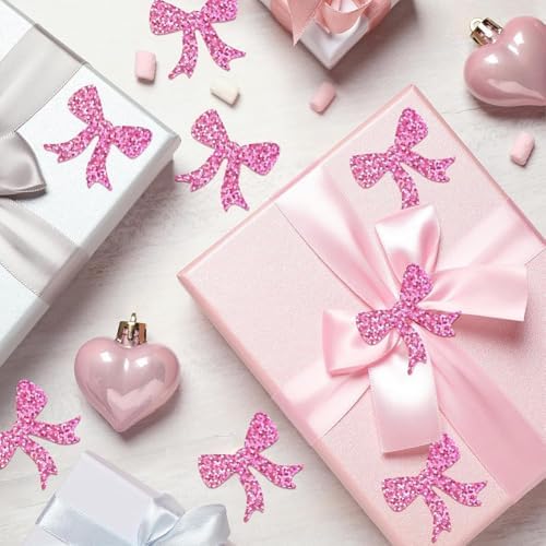 500Pcs Holographic Bowknot Stickers for Kids 1.2in Laser Waterproof Decals Pink Bowknot Self-Adhesive Sticker Rolls for Bottle Scrapbook Journal Envelope Decorations