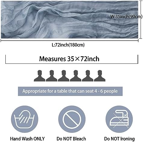 35x72 Inch Dusty Blue Cheesecloth Table Runner Boho Wedding Party Decor