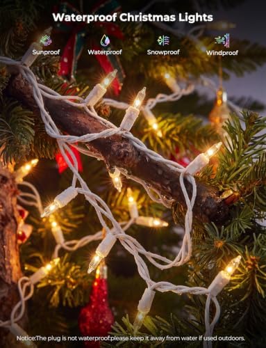 Clear Christmas Lights, 20FT 100 Count Incandescent Mini String Lights, Connectable Waterproof Fairy Light Christmas Decorations for Indoor Outdoor Xmas Tree Garland Garden Patio Party Wedding Decor