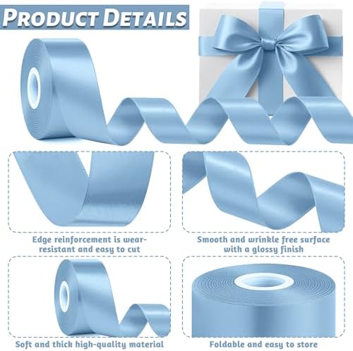 30 Yards 1 1/2 in Sky Blue Ribbon for Gift Wrapping Birthday Graduate Craft