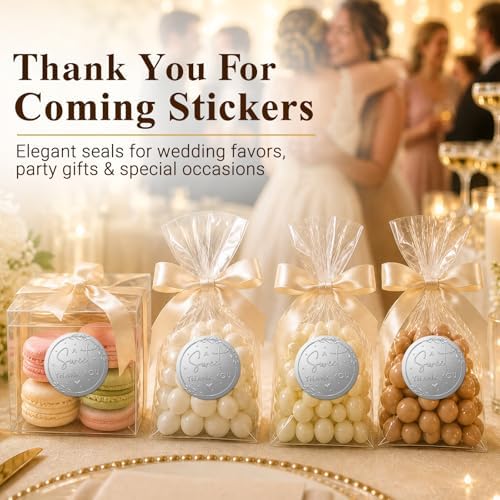 100 x A Sweet Thank You Embossed Sticker Labels Wedding Party Shower Favor Raised Silver Foil Stickers Sweet Treat Sticker for Wedding 1.57” (Silver)