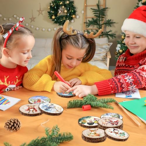 Natural Wood Slices for Ornaments Round Wooden Discs for Crafts